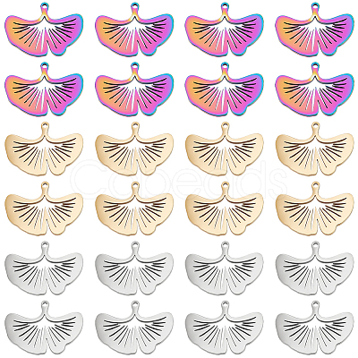 24Pcs 3 Colors 304 Stainless Steel Pendants STAS-DC0012-09-1