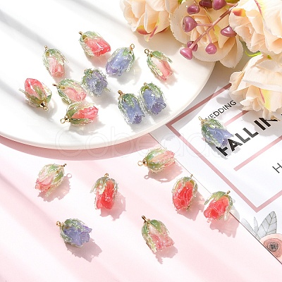 6Pcs 3 Colors Transparent Acrylic Pendants SACR-YW0002-09-1
