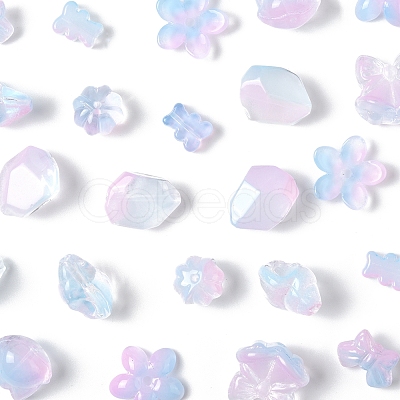 120Pcs 8 Styles Transparent Spray Paint Glass Beads GLAA-FS0002-26-1