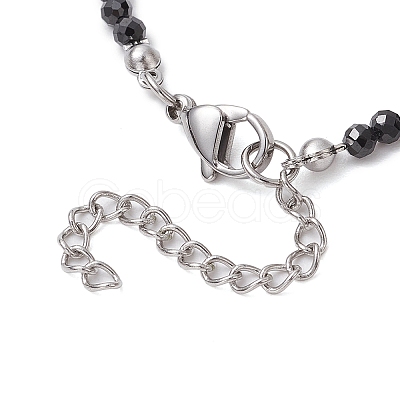 Natural Black Spinel & Cultured Freshwater Pearl Beads Beaded Bracelets for Woman BJEW-JB11268-1