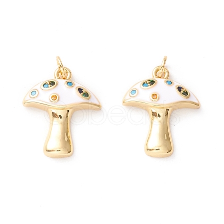 Autumn Theme Rack Plating Brass Micro Pave Colorful Cubic Zirconia Pendants KK-D073-06G-03-1
