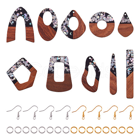 DIY Two Tone Dangle Earring Making Kit DIY-TA0009-01B-1