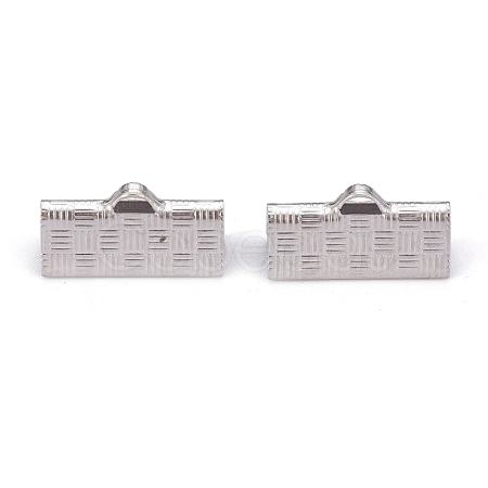 Tarnish Resistant 304 Stainless Steel Ribbon Crimp Ends STAS-P249-27C-P-1