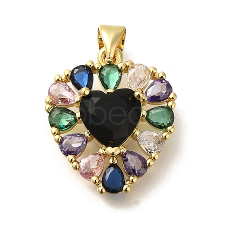 Rack Plating Brass with Cubic Zirconia Pendants KK-Z086-15G-02-1