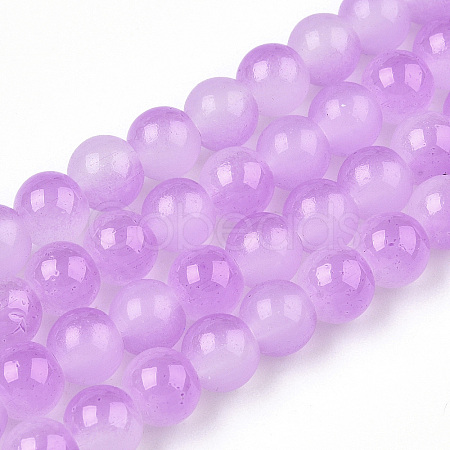 Baking Paint Imitation Jade Glass Round Bead Strands DGLA-N003-8mm-05-1