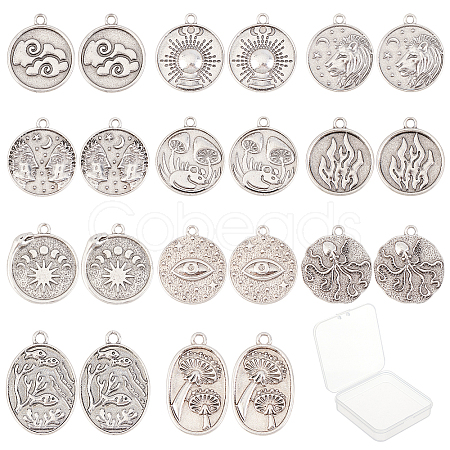 22Pcs 11 Style Tibetan Style Alloy Pendant Enamel Settings FIND-SC0002-23-1