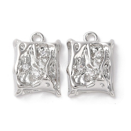 Brass Micro Pave Clear Cubic Zirconia Pendants KK-G491-19P-1