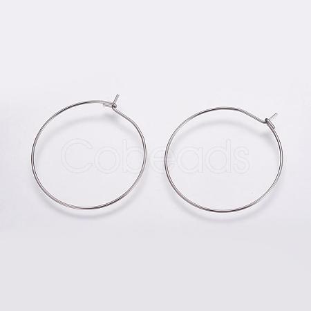 316 Surgical Stainless Steel Hoop Earrings Findings STAS-K146-039-30mm-1