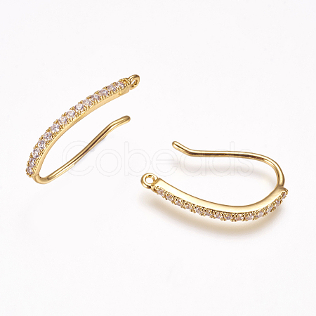 Brass Cubic Zirconia Earring Hooks KK-P076-07-1