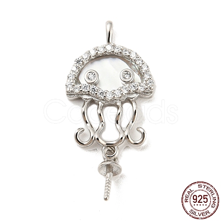 Rhodium Plated 925 Sterling Silverr Micro Pave Cubic Zirconia with Sea Shell Peg Bails STER-Q190-11P-1