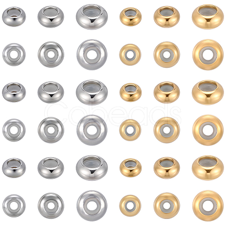 36Pcs 6 Styles 304 Stainless Steel Beads STAS-BBC0008-49-1
