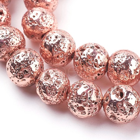 Electroplated Natural Lava Rock Bead Strands G-E429-01-12mm-RG-1