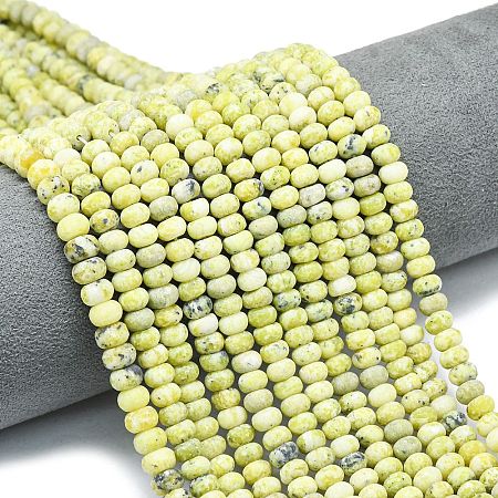 Natural Yellow Turquoise(Jasper) Beads Strands G-P575-A33-6x4mm-1