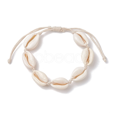 Natural Cowrie Shell Braided Bead Bracelets BJEW-JB10093-1