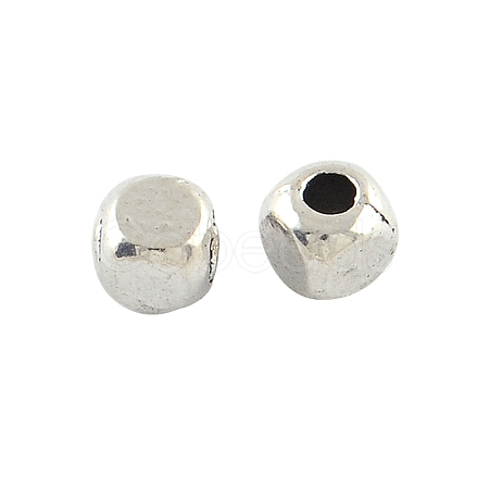 Tibetan Style Cube Alloy Beads TIBEB-Q061-04AS-RS-1