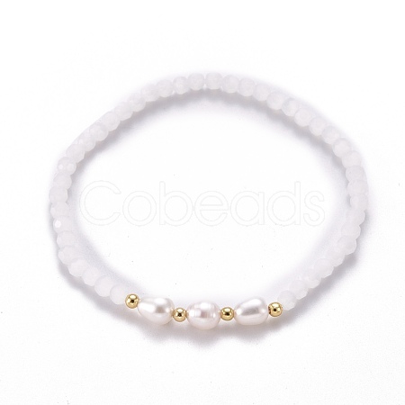 Faceted Glass Beaded Stretch Bracelets BJEW-JB05486-02-1