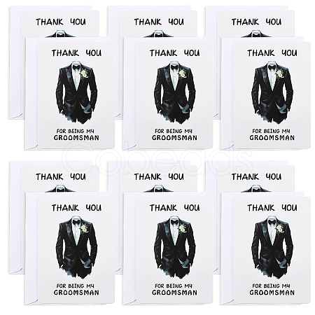 12Pcs Paper Wedding Thank You Card AJEW-GA0010-04-1