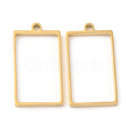 304 Stainless Steel Open Back Bezel Rectangle Pendants STAS-Z040-06A-G-1
