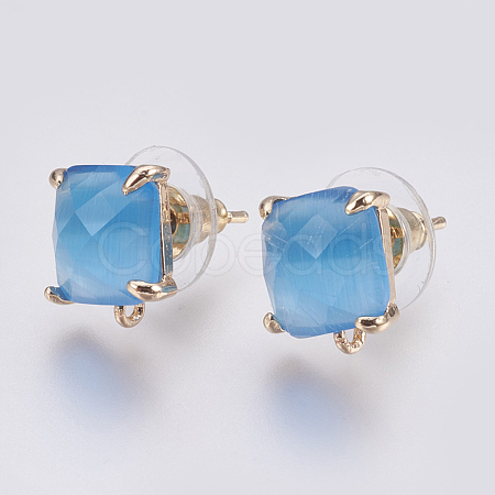 Faceted Glass Stud Earring Findings GLAA-F084-C06-1