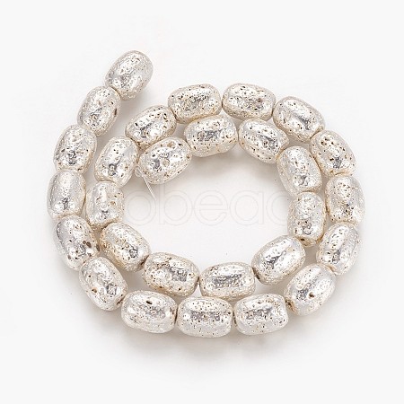 Electroplated Natural Lava Rock Beads Strands G-P400-12S-1