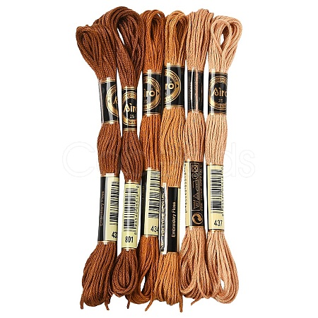 6Bundles 6 Colors Polyester Embroidery Floss OCOR-YW0001-24A-1