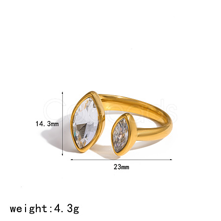 304 Stainless Steel Pave Cubic Zirconia Cuff Open Rings WG8B401-02-1
