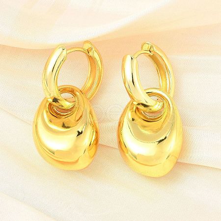 Nuggets Brass Hoop Earrings for Women EJEW-U057-06B-01G-1