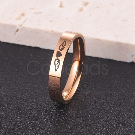 Heart Wing Pattern 304 Stainless Steel Finger Rings FS-WGA5734-30-1