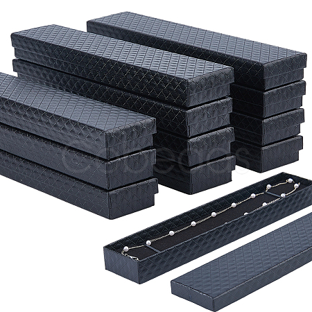 15Pcs Rhombus Textured Cardboard Jewelry Necklace Boxes CBOX-DC0001-01C-1