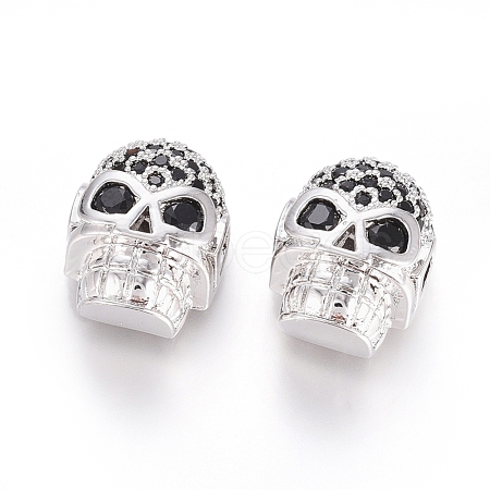 Brass Micro Pave Cubic Zirconia Beads ZIRC-G166-42P-1