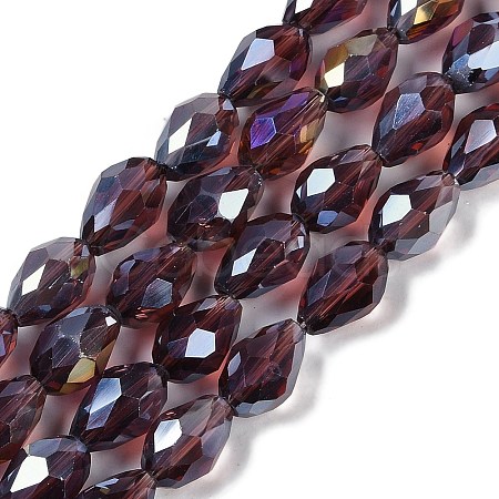 Transparent Electroplate Glass Beads Strands EGLA-N013-T8mm-B05-1