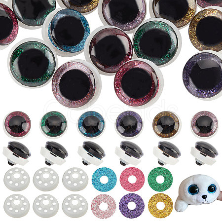 PandaHall Elite 24 Sets 6 Colors Plastic Doll Eyes DOLL-PH0001-27-1