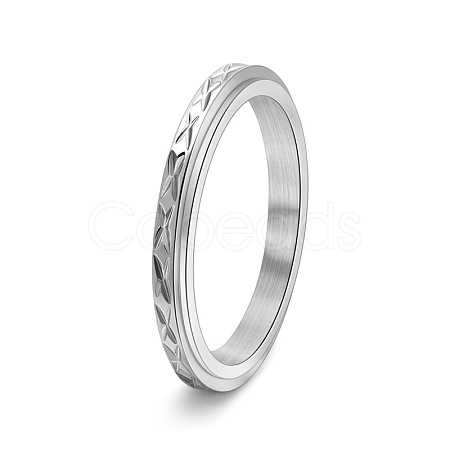304 Stainless Steel Rotatable Finger Ring for Women Men PW-WG3B7F0-03-1