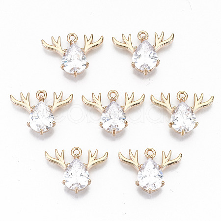 Brass Glass Rhinestone Pendants GLAA-S179-24A-RS-1