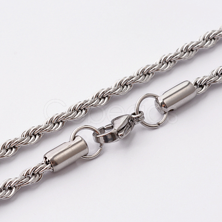 Tarnish Resistant 304 Stainless Steel Rope Chain Necklaces STAS-O056-A-10-1
