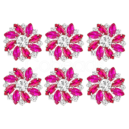 6Pcs Alloy Rhinestone Shank Buttons BUTT-FG0001-25A-1