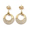 Brass Micro Pave Cubic Zirconia Dangle Stud Earrings, Twist Donut, Real 18K Gold Plated, 20x16mm