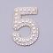 Imitation Pearls Patches, Iron/Sew on Appliques, with Glitter Rhinestone, Costume Accessories, for Clothes, Bag Pants, Number, Num.5, 45x29.5x4.5mm