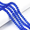 Glass Beads Strands, Faceted, Rondelle, Royal Blue, 8x6mm, Hole: 1mm, about 63~65pcs/strand, 39~40cm