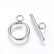 Non-Tarnish 304 Stainless Steel Toggle Clasps, Ring, Stainless Steel Color, Ring: 18.5x13.5x2mm, Bar: 7x20x2mm, Hole: 3mm