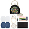 DIY Ethnic Style Flower Pattern Embroidery Crossbody Bags Kits, Including Kiss Lock Frame with Handle, Plastic Imitation Bamboo Embroidery Hoop, Bag Chain, Needle, Threads, Fabric, Instruction, Mixed Color, 462x277x0.4mm