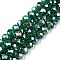 Electroplate Glass Beads Strands, AB Color Plated, Faceted, Rondelle, Green, 6x5mm, Hole: 1mm, about 84~85pcs/strand, 16.34~16.54 inch(41.5~42cm)