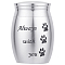 316 Stainless Steel Pet Cinerary Casket, Column with Paw Print Pattern, Silver, 40x30mm