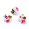 Handmade Polyester Woven Costume Accessories, Tri-color, Flower, White, 24.5~26x12.5~13.5mm