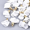 Cloth Pendants, with CCB Plastic, Flower, Golden, Creamy White, 24~27x15~25mm, Hole: 1.6mm