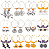 24Pcs 12 Styles Halloween Witch & Bat & Spider & Pumpkin & Ghost Alloy Dangle Wine Glass Charms with Glass Beads AJEW-BC0003-11-1