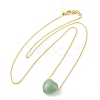 Natural Green Aventurine Heart Pendant Necklace with Golden Alloy Cable Chains NJEW-G116-01C-2