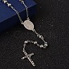 Non-Tarnish Crucifix Cross Stainless Steel Rosary Bead Necklaces NJEW-O096-27-2