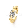 Brass Micro Pave Clear Cubic Zirconia Cuff Finger Rings for Women RJEW-C116-03G-4