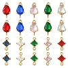 10Pcs 5 Colors Transparent Glass Links/Connectors GLAA-YW0004-42-2